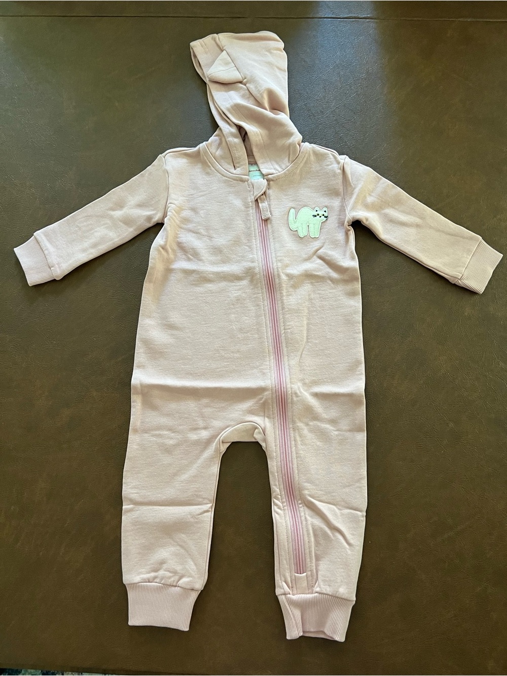 Hanna Andersson Pink French Terry Halloween Cat Romper 2T